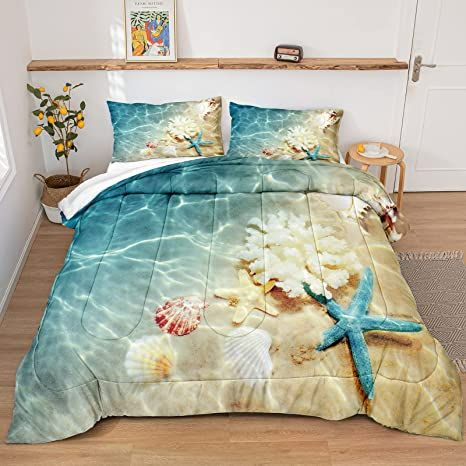 Ocean Bedding, Coastal Bedding Sets, Beach Comforter, Teal Comforter, Teal Duvet, Beach Bedding Sets, Beach Room Decor, Blue Comforter Sets, Coastal Bedding