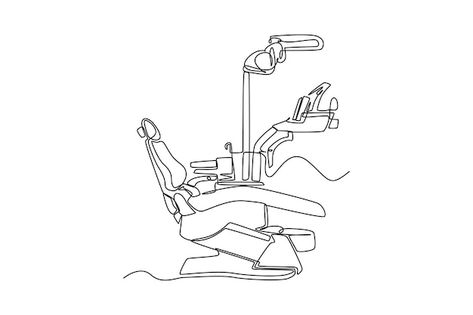 Dentist Chair, Dental Pictures, Work Art, One Line Drawing, Continuous Line Drawing, House Front Design, Continuous Line, Free Vectors, Dental Clinic