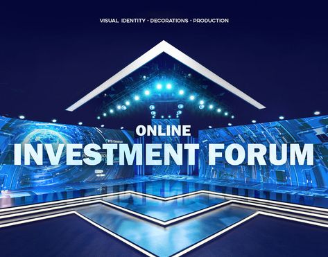 ONLINE Investment forum 2020 on Behance Stage Reference, Club Design Interior, Photo Booth Design, Conference Poster, Corporate Event Design, Led Stage, Stage Set Design, Forums Design, Event Stage