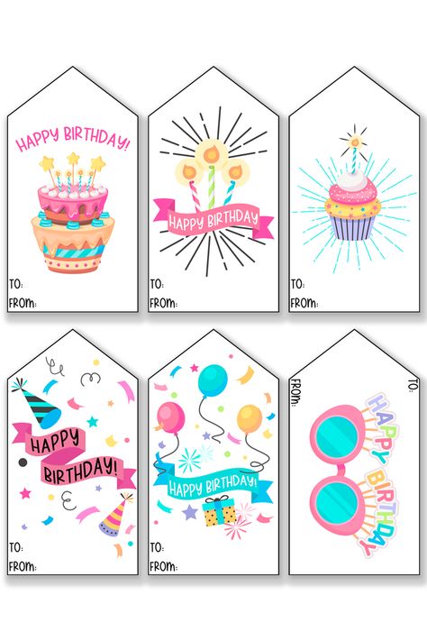 Gift Tag Birthday, Birthday Tags Free Printable Editable, Happy Birthday Gift Tags Printable Free, Birthday Tags Free Printable, Free Printable Gift Tags Birthday, Free Birthday Gift Tags, Classroom Birthday Gifts, Free Printable Favor Tags, Happy Birthday Free Printable