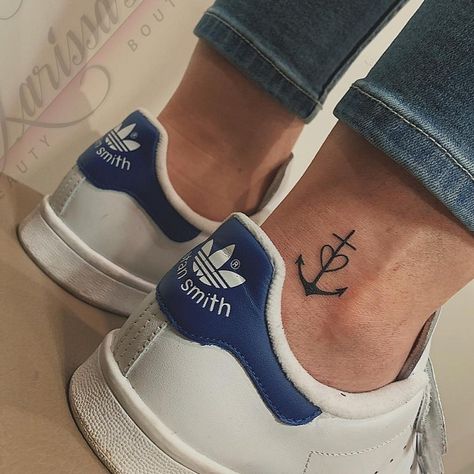 Ampersand Tattoo, Small Anchor Tattoos, Heart Minimalist, Alchemy Tattoo, Small Anchor, Anchor Tattoo Design, Anker Tattoo, Cross Tattoos For Women, Ankle Tattoos For Women