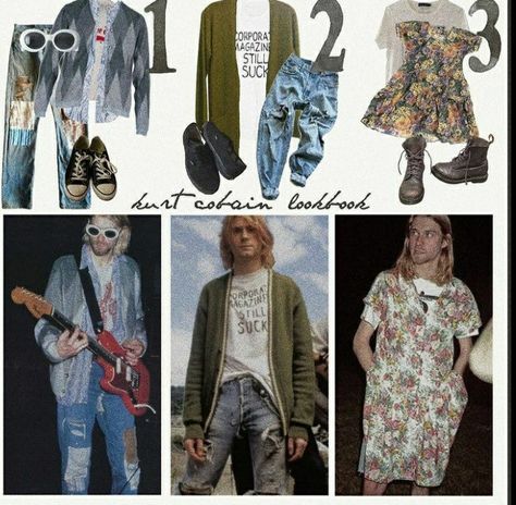 Kurt Cobain Fits, Kurt Cobain Outfit Grunge, Kurt Cobain Outfits Inspired, Kurt Cobain Aesthetic Clothes, Kurt Cobain Outfit Inspiration, Kurt Cobain Outfit Ideas, Kurt Cobain Costume, Kurt Cobain Outfit, Outfit Ideas Cardigans