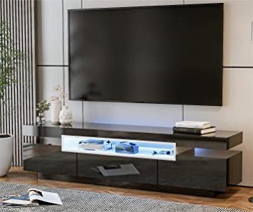 65 Inch Tv Living Room, Game Room Bedroom, 65 Inch Tv, Under Tv, Black Tv Stand, Led Tv Stand, Modern Entertainment Center, Television Stands, Black Tv