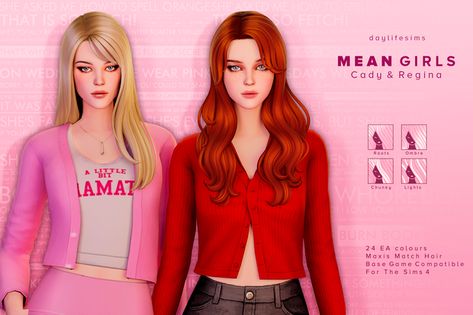 MEAN GIRLS SET - Cady & Regina | Daylife Sims on Patreon Daylife Sims, To My Dear Friend, Pelo Sims, Sims 4 Mm Cc, Sims 4 Cc Folder, Sims 4 Dresses, Sims 4 Characters, Sims 4 Mm, Sims 4 Cc Packs