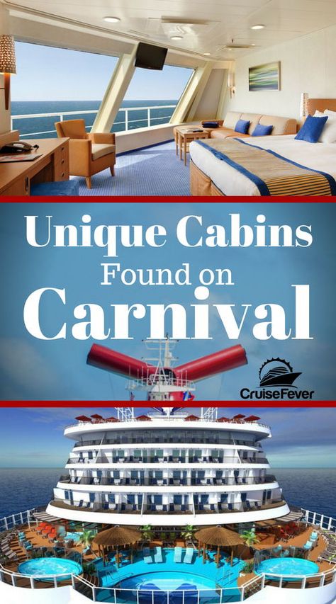 Let's check out some cruise cabins you will only find on Carnival cruise ships in this post.  Which kind of cabin would you like?  Let us know.  From Harbor staterooms to Havana staterooms there are a few unique options with Carnival. #cruise #cruisefever #cruiseship #carnivalcabins #carnivalstaterooms #carnival Unique Cabins, Cruise Checklist, Carnival Cruise Tips, Carnival Sunshine, Carnival Vista, Carnival Breeze, Carnival Cruise Ships, Best Cruise Ships, Cruise Food