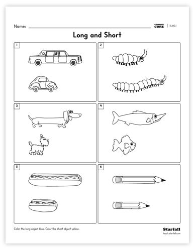 Long And Short Activity Preschool, Long And Short Worksheet Preschool, Tall And Short, Long And Short Worksheet, Short And Tall Worksheet For Preschool, Long And Short Worksheet Kindergarten, Tall Short Worksheet, Worksheet For Nursery Class, Kindergarten Math Worksheets Addition