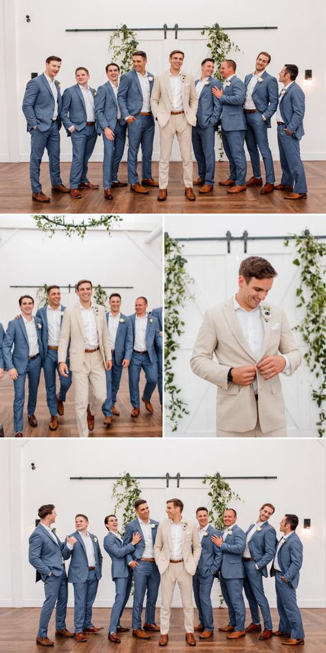 Blue Groomsmen Attire, Groomsmen Colours, Blue Groomsmen Suits, John Myers, Blue Groomsmen, Wedding Groomsmen Attire, Groom And Groomsmen Suits, Groomsmen Grey, Grey Suits