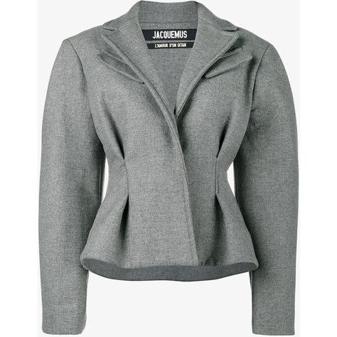 Jacquemus Tailored Jacket With Oversized Shoulders ($997) ❤ liked on Polyvore featuring outerwear, jackets, grey, gray jacket, long sleeve jacket, grey jacket, tailored jacket and jacquemus Cool Coats, Structured Jacket, Future Clothes, Grey Jacket, Blazer Set, Futuristic Fashion, Wool Blend Jacket, Casual Chic Outfit, Sleeve Jacket