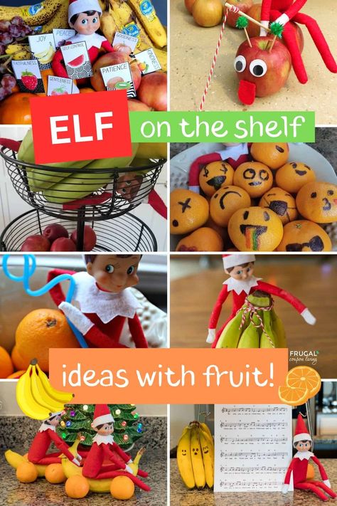 Elf On The Shelf Ideas With Apples, Elf On The Shelf Ideas Oranges, Elf With Oranges, Elf Banana Ideas, Elf On The Shelf Oranges, Elf On The Shelf Bananas, Elf On The Shelf Fruit, Banana Ideas, Elf Writing