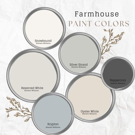 Love your new farmhouse color palette with these modern neutral tones that will create an absolutely stunning home design. Small House Colors Interior, Behr Rustic Paint Colors, Sw Farmhouse Color Palette, Cream Colour Scheme, Mountain Modern Paint Colors, Paint Colors For Tall Walls, Entryway Color Ideas Paint Farmhouse, Farmhouse Basement Paint Colors, Outside Farmhouse Colors