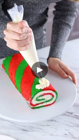 5.1M views · 57K reactions | Christmas Cake Roll 🎅 #Christmas #christmasbaking | Sheri Wilson Christmas Roll Cake Design, Cake Roll Christmas, Christmas Roll Cake, Christmas Cake Roll, Sheri Wilson, Frosting Designs, Meringue Pops, Holidays Treats, Christmas Treat Ideas