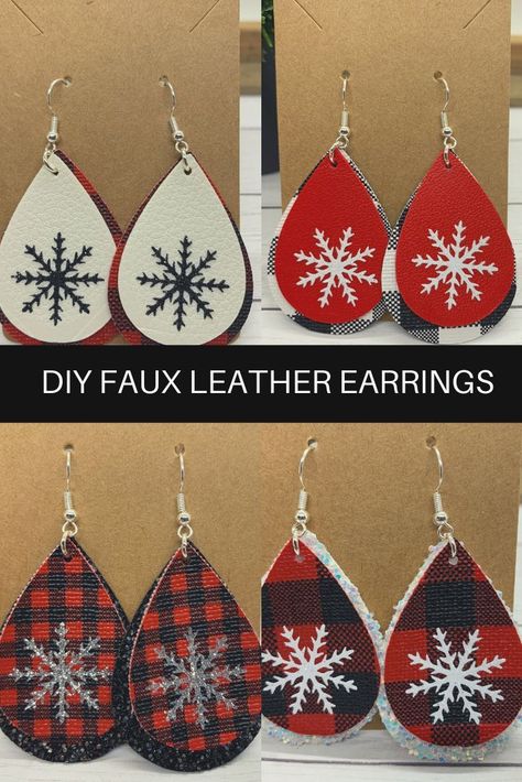 Christmas Earrings - Who doesn't enjoy getting an amazing deal from leading brands. Click to find out more NOW! Diy Christmas Earrings, Diy Crafts Keychain, Diy Snowflake, Christmas Jewelry Diy, Cricut Christmas Ideas, Diy Leather Earrings, Homemade Earrings, Faux Leather Earrings, Snowflake Earrings