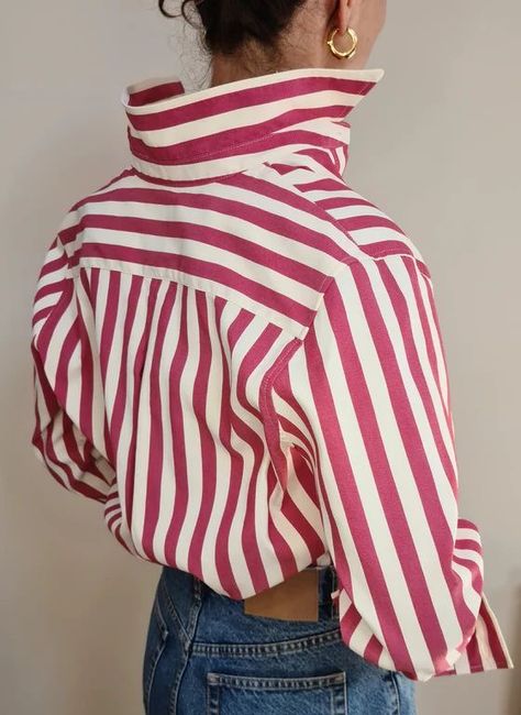 Red Striped Shirt Outfit, Outfits With Striped Shirts, Red And White Shirt, Red Striped Shirt, Blue Denim Shirt, White Stripes Shirt, Blue Striped Shirt, Red Shirt, Colour Red