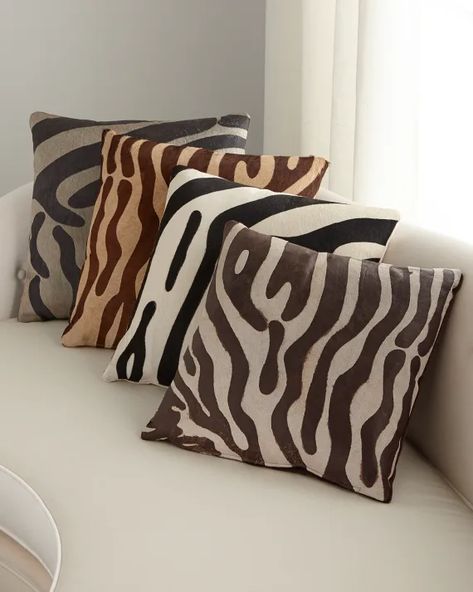 HDL3Y Massoud Hair Hide Zebra Pillow, 19"Sq. Zebra Pillow, Zebra Pillows, Luxury Throws, Luxury Pillows, Zebra Pattern, Stocking Tree, Pattern Pillow, Wing Chair, Down Feather