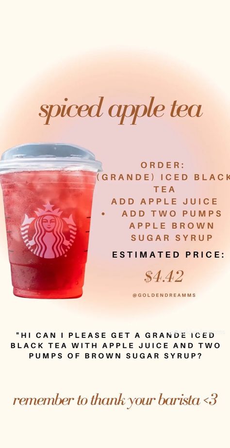 Tea Starbucks, Starbucks Drink Menu, Starbucks Secret Menu Recipes, Cold Starbucks Drinks, Secret Starbucks Recipes, Starbucks Drinks Diy, Iced Starbucks Drinks, Coffee Recipes Starbucks, Healthy Starbucks Drinks