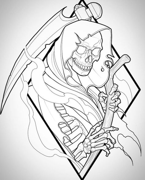 ohlatpz Intricate Pen Drawings, Flash Art Tattoos, Grim Reaper Drawing, Reaper Drawing, 천사와 악마, Grim Reaper Tattoo, Reaper Tattoo, Dibujos Tattoo, Graffiti Tattoo