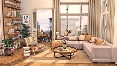 COLOURFUL BOHO APARTMENT | Eva Rotky on Patreon Boho Sims 4, Coastal Boho Living Room, Apartment Sims 4, Boho Couch, Cosy Bathroom, Boho Couches, Boho Apartment, Boho Apartments, Sims 4 Speed Build