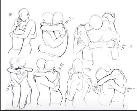 Drawing Reference Poses Hugging, Kiss On The Hand Reference, Characters Hugging Drawing, Wholesome Pose Reference, Character Hugging Pose, Hugging Yourself Reference, Romantic Drawing Reference, Hands At Sides Reference, Size Difference Couple Reference