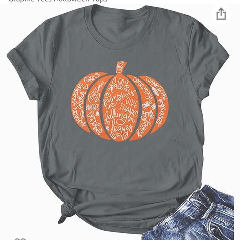 Pumpkin Fall T-Shirt With Fall Sayings, Size L, Nwot (Not Even Tried On) Pumpkin T Shirt, Fall Sayings, Pumpkin Applique, Fall T Shirt, Autumn T Shirts, Fireplace Tv Stand, Autumn Quotes, Pumpkin Fall, Cute Pumpkin