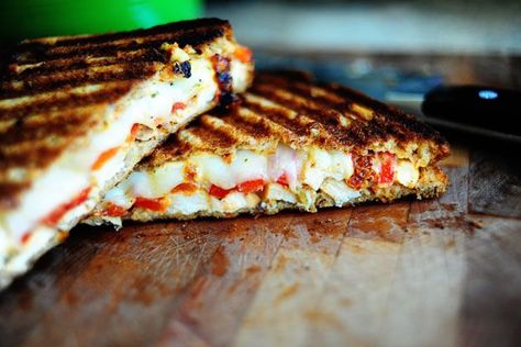 Grilled Chicken and Roasted Red Pepper Paninithepioneerwoman Roasted Red Pepper Panini, Sour Cream Noodle Bake, Chicken Panini, Panini Sandwiches, Panini Recipes, Grilled Cheese Sandwiches, Pioneer Woman Recipes, Roasted Red Pepper, Sandwiches And Wraps