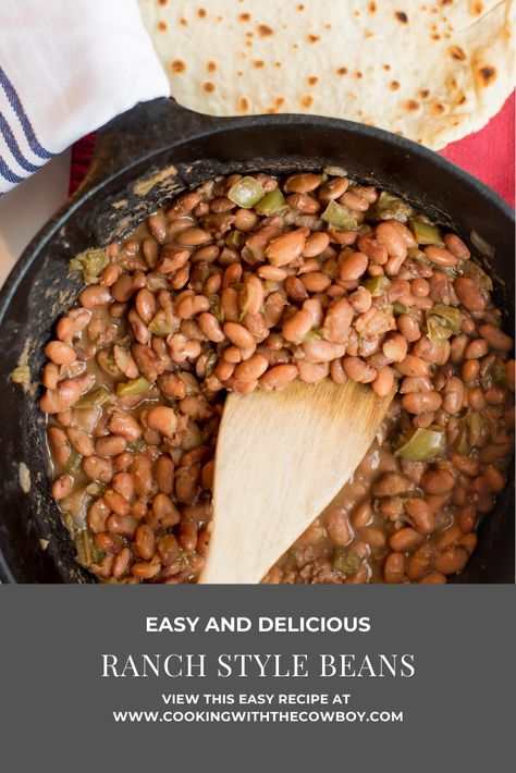 These homemade Ranch Style Beans are out of this world delcious. They offer great flavor and even a little kick. They are a perfect side for any BBQ. You must try these hommade Ranch Style Beans! Cattle Beans Recipe, Ranch Style Baked Beans Recipe, Bbq Ranch Style Beans, Vegetarian Cowboy Beans, Ranch Beans Recipe Simple, Homemade Ranch Style Beans, Diy Ranch Style Beans, Ranch Beans Crockpot, Ranch Style Beans Recipe Ground Beef