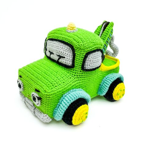 Crochet Truck, Truck Crochet, Knit Doll, Dolls Crochet, Crochet Toy, Doll Gift, Tow Truck, Toy Trucks, Knitted Dolls