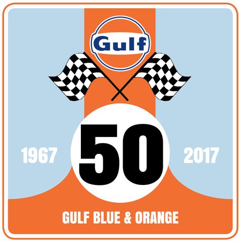 50 years of what is probably the world's favourite motor racing colour scheme...... Gulf Racing Colours, Offshore Boats, Gulf Racing, Racing Logo, English Heritage, Motor Racing, Junk Drawer, Vintage Pinup, Colour Scheme