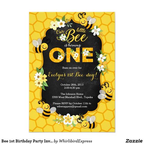 Bee 1st Birthday Party, Bee Themed Birthday, Bee 1st Birthday, Bee Themed Birthday Party, Bee Theme Party, Bee Birthday Party, Bee Day, 1st Birthday Party Invitations, Bee Party