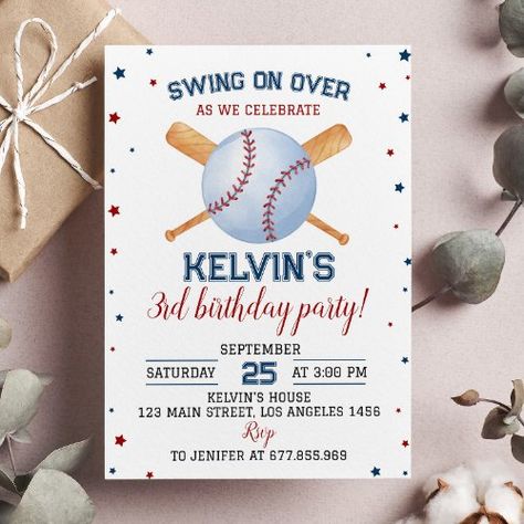 $2.7 | Baseball Birthday Invitation Batter Up - baseball birthday, batter up, boy birthday party, vintage baseball, slugger, sport, all star party, baseballs, modern, third birthday Third Birthday Boys, 3rd Birthday Party For Boy, Ticket Birthday Invitation, Soccer Birthday Invitation, Baseball Birthday Invitations, Baseball Invitations, Baseball First Birthday, Sports Birthday Invitations, Sport Theme