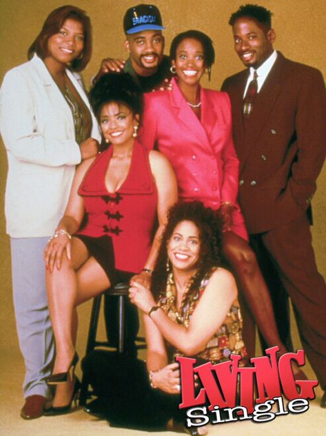 Throwback Thursdays #TBT: The Style Evolution of Queen Latifah Living Single Poster, Living Single 90s Outfits, Erika Alexander, Kim Coles, Kim Fields, Black Sitcoms, Wallpaper Prints, Hulk Character, Ellis Ross