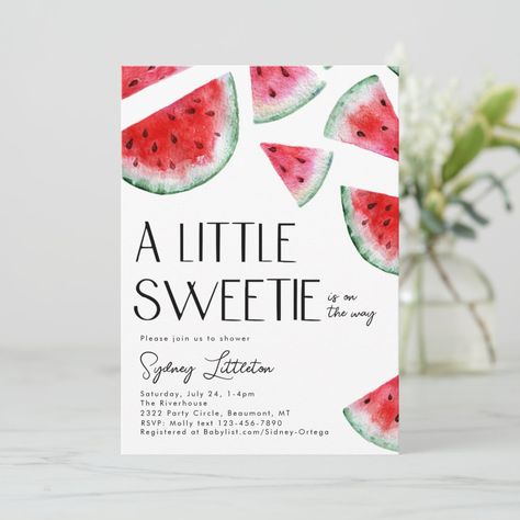 Watermelon Invitations, Baby Shower Watermelon, Bbq Baby Shower Invitations, Forest Animal Baby Shower, Baby Q Shower, Watermelon Baby, Baby Bug, Baby Shower Bbq, Baby Q