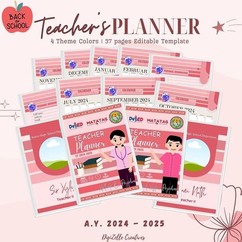 𝐓𝐞𝐚𝐜𝐡𝐞𝐫’𝐬 𝐏𝐥𝐚𝐧𝐧𝐞𝐫 👨🏻‍🏫👩🏻‍🏫 A.Y 2024-2025 Editable template✨ Inclusions: 🌈Front page 🌈 Personal Information 🌈 Emergency Contact 🌈 Calendar 🌈 Teacher’s Schedule 🌈 Class Schedule 🌈 Advisory Class 🌈 Student Birthdays 🌈 Classroom Cleaners 🌈 Monthly Enrollment Data 🌈 Age Profile BOSY 🌈 Age Profile EOSY 🌈 Class Officers 🌈 HRPTA Officers 🌈 Notes 🌈 To-Do list Checklist 🌈 Documents/Reports to prepare 🌈 Monthly Lesson Planner 🌈 Weekly Planner 🌈 Faculty Conference 🌈 SLAC 🌈 INSET 🌈 Back page — Soft cop... Classroom Cleaners, Class Officers, School Department, Student Birthdays, Lesson Planner, Emergency Contact, Class Schedule, Teacher Planner, High School Seniors