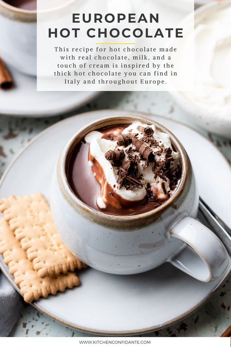 Thick Hot Chocolate, Hot Chocolate With Marshmallows, Chocolate With Marshmallows, Hot Chocolate Recipe Homemade, Gourmet Hot Chocolate, Hot Drinks Recipes, Chocolate Recipes Homemade, Hot Cocoa Recipe, Cup Of Hot Chocolate