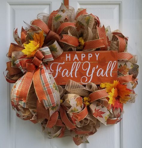 Vintage Wall Art Ideas, Home Accessories Ideas, Fall Mesh Wreaths, Fall Deco Mesh Wreath, Fall Decor Wreaths, Fall Deco Mesh, Fall Thanksgiving Wreaths, Thanksgiving 2020, Deco Wreaths