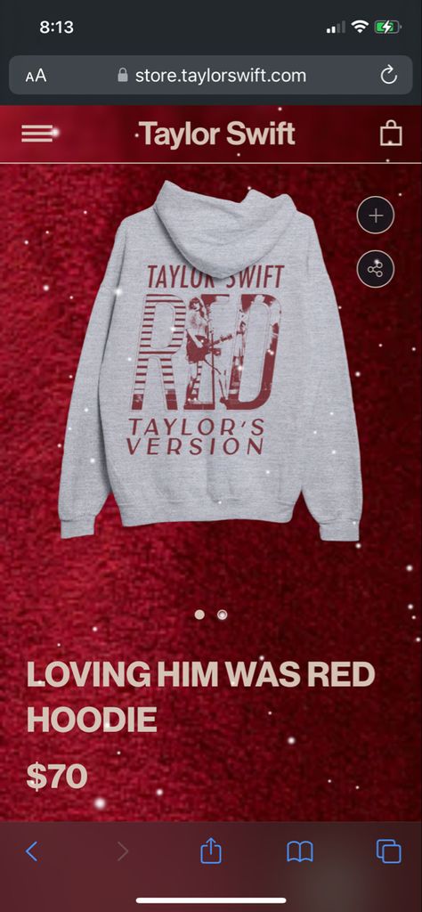 Taylor Swift Red Hoodie, Taylor Swift Red Sweatshirt, Loving Him Was Red, Red Crewneck, Taylor Swift Red, Cute Winter Outfits, Red Taylor, Red Hoodie, Birthday Wishlist