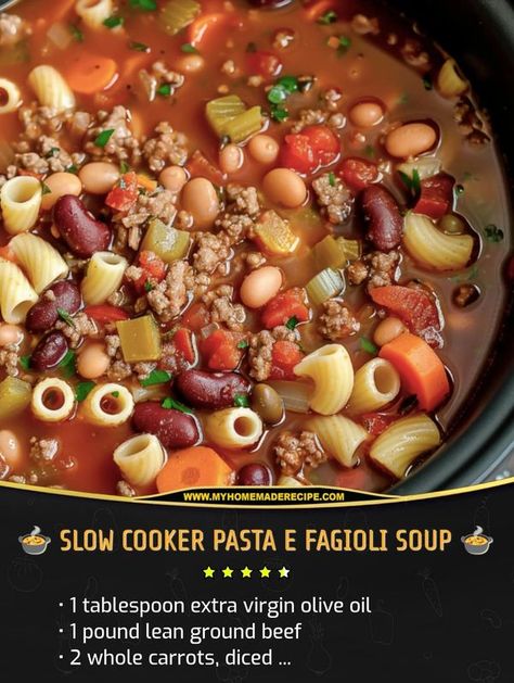 Pasta Fagoli Soup, Pasta Fagioli Crockpot, Pasta Fagoli, Pasta Fagioli Recipe, Pasta Fagioli Soup, Pasta E Fagioli Soup, Crockpot Pasta, Fagioli Soup, Ditalini Pasta