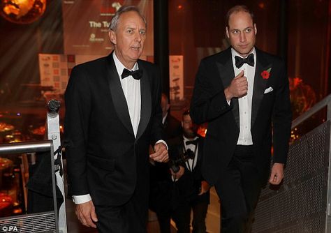 The Duke of Cambridge was seen being greeted at the event by Tusk CEO Charlie Mayhew (left... Charlie Mayhew, Dinner In London, Gala Night, Population Growth, Royal Prince, Duke Of Cambridge, Prince Andrew, Style Finder, Celebrity Travel