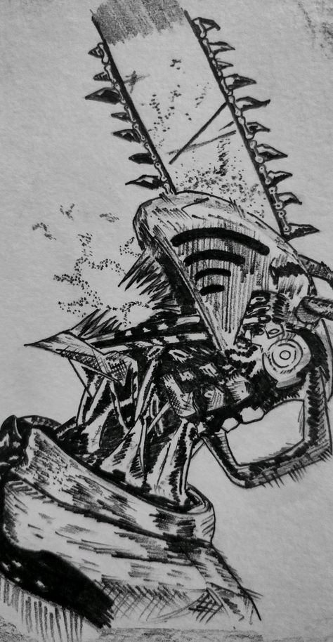 Manga Panels To Draw, Chainsaw Man Sketch, Chainsaw Drawing, Chainsaw Man Drawing, Shrek Drawing, Chainsaw Man Art, Itachi Uchiha Live Wallpapers, Drawing Monsters, History Drawing