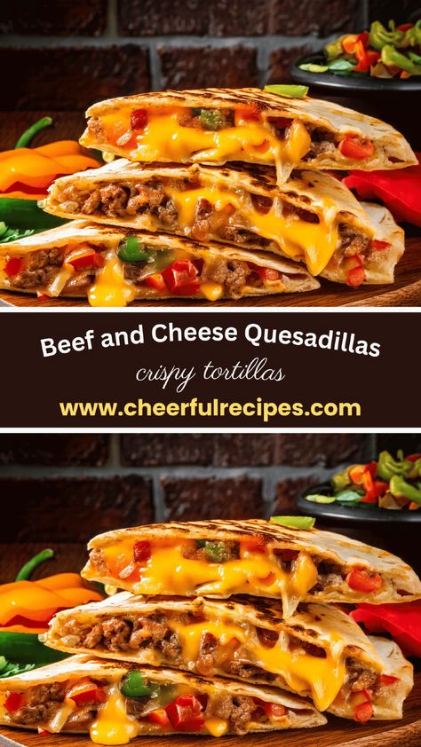 Cheesy Beef Quesadillas Recipe Loaded Quesadilla, Best Quesadilla Recipe, Easy Delicious Meals, Beef Quesadillas, Cheese Quesadillas, Youtube Recipes, Cheese Quesadilla, Quesadilla Recipes, Melty Cheese