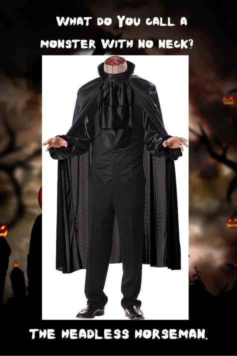 Headless Horseman Costume Halloween Jokes Headless Horseman Halloween Costume, Headless Horseman Costume, Kid Costume, Halloween Jokes, Headless Horseman, Black Cape, Quick Stitch, Sleepy Hollow, Zip Ties