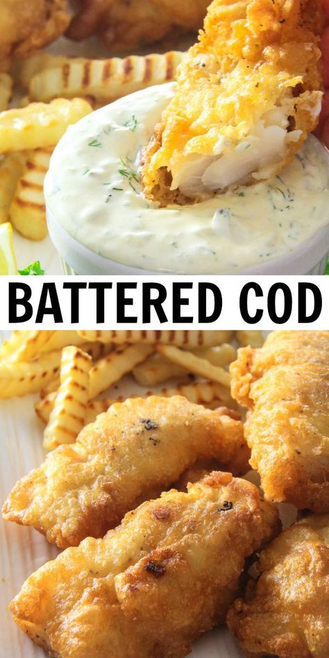 Fried Fish Recipe, Beer Battered Cod, Battered Cod, Fish Batter Recipe, Dinner Seafood, Cod Fish Recipes, Fish Recipes Baked, Fish Dinner Recipes, Homemade Beer