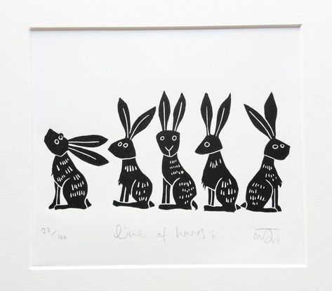 Hare Art, Hare Print, Lino Block, Black And White Words, Lino Cuts, Lino Art, Lino Cut, Linocut Art, Gelli Printing