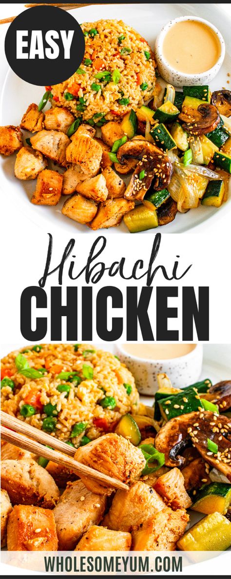 Hibachi Chicken Hibachi Chicken With Fried Rice, Hibachi Chicken Stir Fry, Hibachi Chicken And Rice Recipe, Chicken Habachi Bowl, Fried Rice Meals Dinners, Low Calorie Hibachi Chicken, Teriyaki Chicken Hibachi Recipe, Hibachi Recipes Healthy, Habachi Chicken Marinade