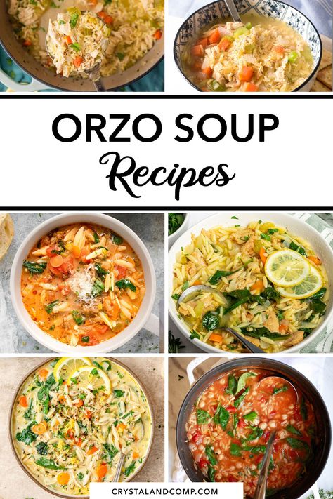 Orzo Butternut Squash, Orzo Recipes Healthy, Chickpea Orzo Soup, Vegetable Orzo Soup, Greek Chicken Orzo, Spring Minestrone, Chickpea Orzo, Lemon Chickpea, Vegetable Orzo