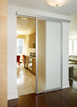 Sliding door in lounge Frosted Door, Semi Open Kitchen, Kitchen Sliding Doors, Closed Kitchen, Contemporary Loft, Slider Door, Modern Sliding Doors, Kitchen New York, Sliding Door Design