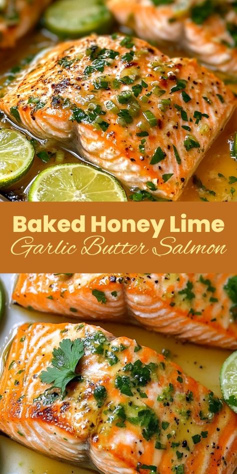 The combination of tangy lime, sweet honey, and rich garlic butter makes this Salmon Dish a truly unforgettable meal! 🍋🍯🧄 This baked salmon is perfect for weeknight dinners or special occasions, offering a delightful blend of flavors that’s both healthy and delicious.

📌 Pin this recipe to make a flavorful lime honey garlic butter salmon that’s sure to impress!
#SalmonRecipes #LimeHoneySalmon #HealthyMeals #SeafoodLovers #EasyDinners #FlavorfulEats Dinner Salmon, Salmon Marinade Baked, Gf Df Salmon Recipes, Honey Garlic Butter Baked Salmon, Meal Prep For The Week Salmon, Honey Lemon Butter Salmon, Aip Salmon, Baked Salmon Recipes Oven, Salmon Recipes Healthy