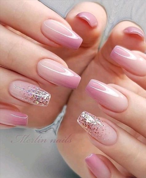 Unghie Sfumate, Pink Ombre Nails, Ombre Nail Designs, Pretty Nail Art Designs, Pretty Nail Art, Nail Designs Glitter, Beautiful Nail Designs, Bridal Nails, Coffin Nails Designs