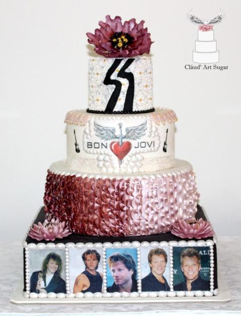 Bon Jovi Cake Ideas, Musician Cake, Rock And Roll Birthday, Music Cakes, Rock N Roll Party, Bon Jovi Always, Rock Cake, 50th Cake, Big Cakes