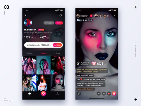 Live broadcast Personal Center by H-stepbackward on Dribbble Social App Design, Live Streaming App, App Home Screen, Web Design Websites, Android Design, App Interface Design, Software Apps, Ui Design Website, Mobile Ui Design