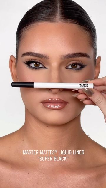 MAKEUP BY MARIO on Instagram: "🚨 #SIRENEYES 🚨 Here’s how: ✔️Line the bottom waterline and inner corner of the eye with Master Pigment Pro® Pencil in ‘super black’ ✔️Create a smoked-out wing using the brush end of the pencil to softly blend the liner out (make sure the bottom lash line and the wing are connected)  ✔️Use the Master Mattes® Liquid Liner in ‘super black’ to overline the smoked-out wing, then line the inner corner and trace around the entire eye Get the look now on makeupbymario.co Inner Corner Wing, Smoked Wing Liner, Eyeliner Bottom Lash Line, Black Waterline Makeup, Smoked Out Winged Liner, Black Waterline, Eyeliner Brown Eyes, Grad Makeup, Bottom Eyeliner